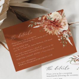 Boho Terracotta Dahlia Floral Elegante Hochzeit Begleitkarte