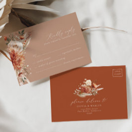 Boho Terracotta Dahlia Floral Elegante Hochzeit RSVP Karte