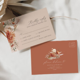 Boho Terracotta Dahlia Floral Elegante Hochzeit RSVP Karte