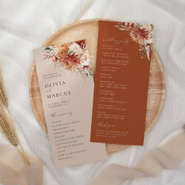 Boho Terracotta Dahlia Rose Wedding Programm