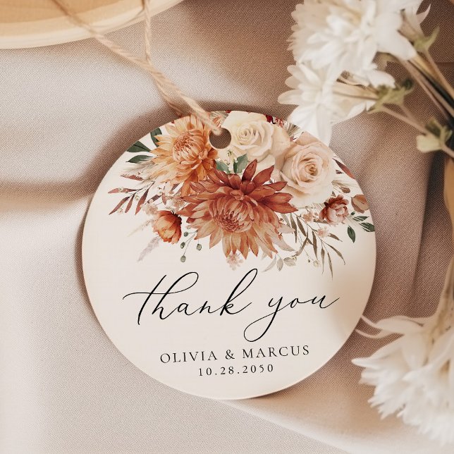 Boho Terracotta Dahlia Rose Wedding Vielen Dank Geschenkanhänger (Von Creator hochgeladen)