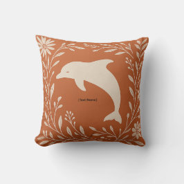 Boho Terracotta Dolphin Pillow | Add Text/Name Kissen
