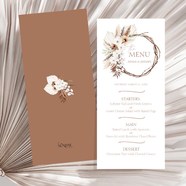 Boho Terracotta Dried Floral Wreath Wedding Menu (Boho Terracotta Dried Floral Wreath Wedding Menu)