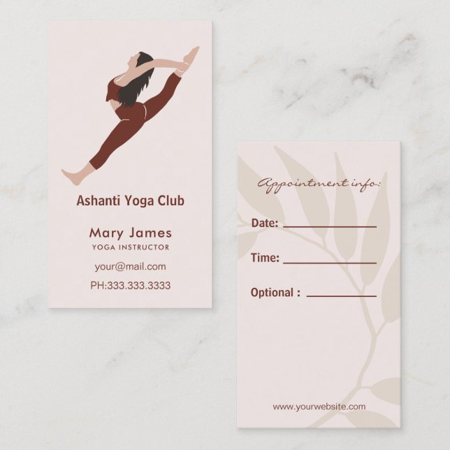 Boho Terracotta Earthy Yoga Instructor Terminkarte (Vorne/Hinten)