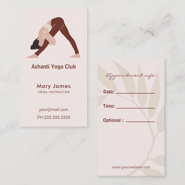 Boho Terracotta Earthy Yoga Instructor Terminkarte (Vorne/Hinten)