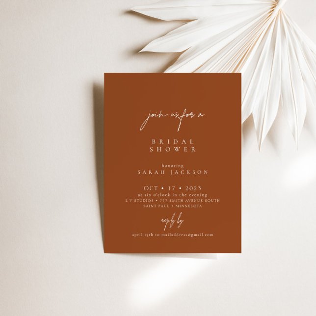 Boho Terracotta Elegantes Brautparty Einladung (Boho Terracotta Elegant Bridal Shower Invitation)