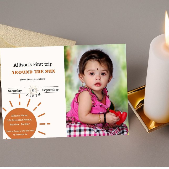 Boho terracotta erste Reise um die Sonne Einladung (Von Creator hochgeladen)