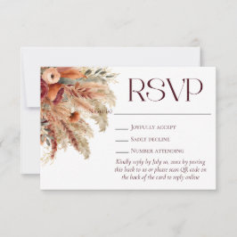 Boho Terracotta Fall Driven Florals Pampas Grass RSVP Karte