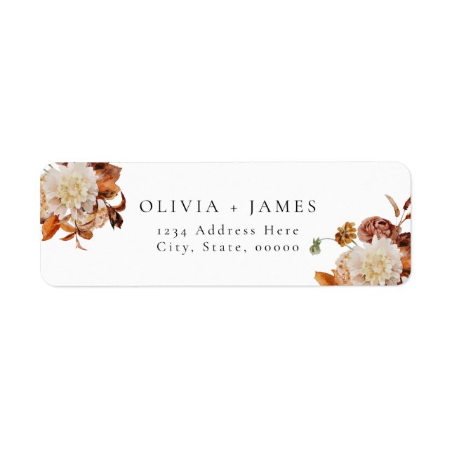 Boho Terracotta Fall Floral Rücksendeadresse (Vorne)