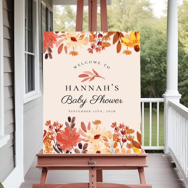 Boho Terracotta Fall Wildblume Babydusche Zeichen Poster (Von Creator hochgeladen)