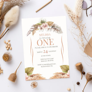 Boho Terracotta Floral 1. Geburtstag Einladung