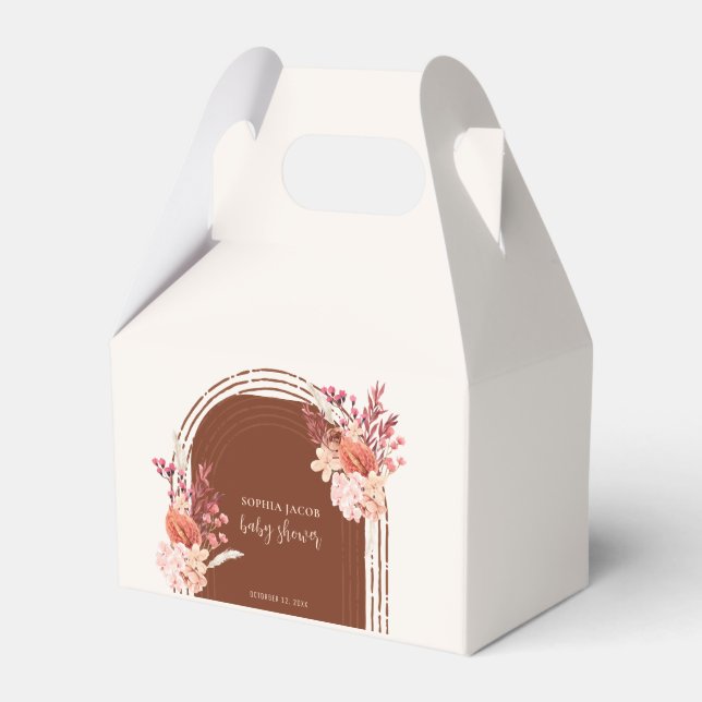 Boho Terracotta Floral Arch Baby Dusche Geschenkschachtel (Vorderseite)