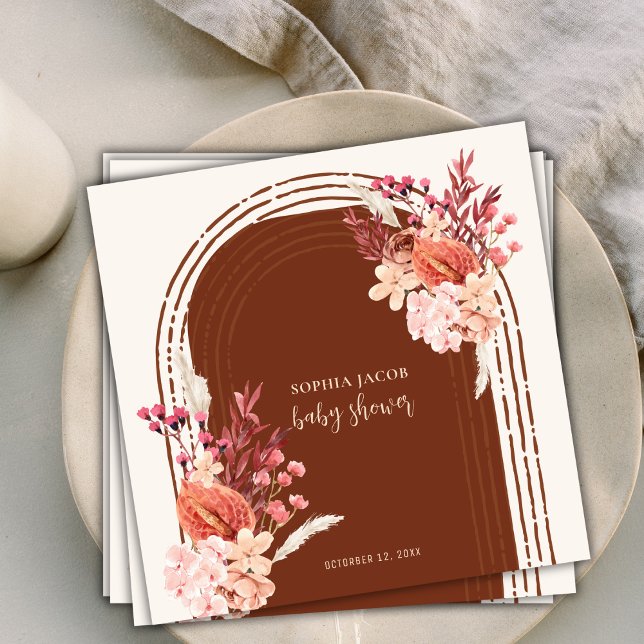 Boho Terracotta Floral Arch Baby Dusche Serviette (Boho Terracotta Floral Arch Baby Shower Napkins)