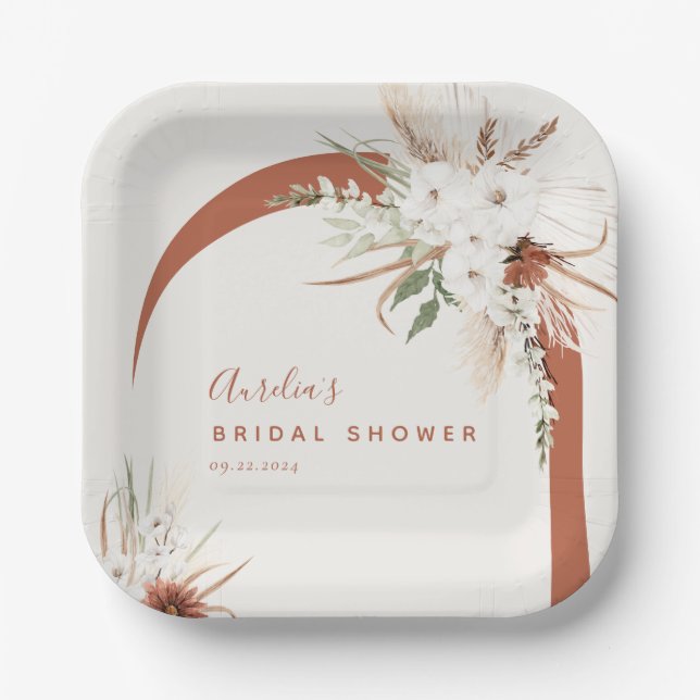 Boho Terracotta Floral Arch Paper Teller (Vorderseite)