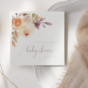 Boho Terracotta Floral Baby Shooting Paper Napkin Serviette