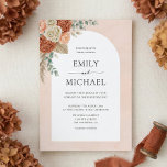 Boho Terracotta Floral Fall Wedding Invitation Einladung<br><div class="desc">Announce your romantic boho style wedding with this modern invitation. A delicate blush pink border frames a watercolor arrangement of terracotta hydrangeas,  peach peonies,  ivory ranunculus,  dried pampas grass,  and sage green eucalyptus foliage. This earthy botanical design is perfect for couples planning a late summer or fall bohemian wedding.</div>