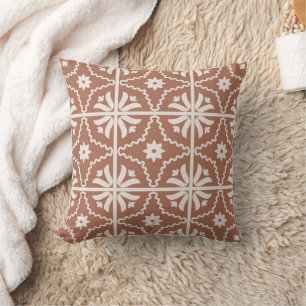 Boho Terracotta Floral Muster Akzent Kissen