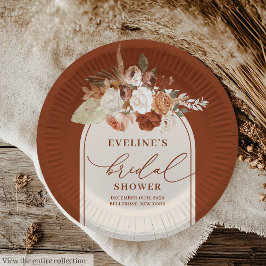 Boho Terracotta Floral Paper Tellers Brautparty Pappteller