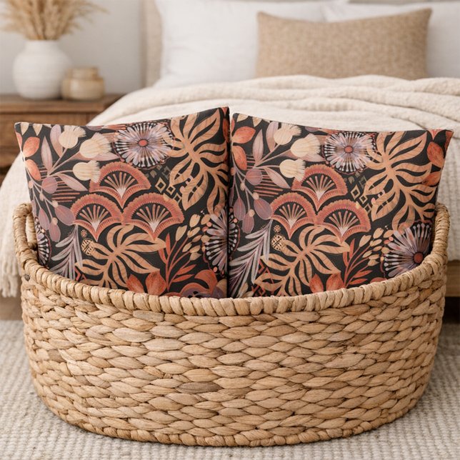 Boho Terracotta Floral Pattern Pillow Case Set Kissenbezug (Von Creator hochgeladen)