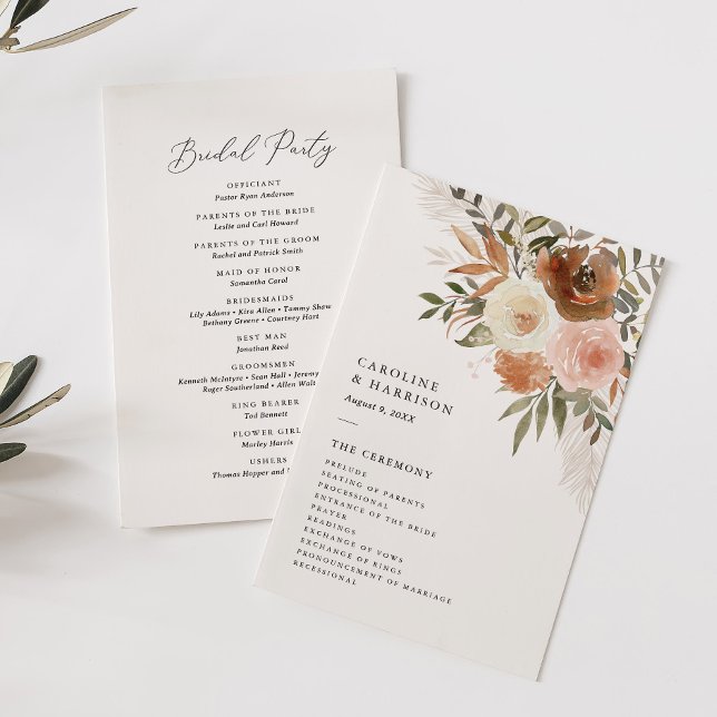 Boho Terracotta Floral Wedding Program (Von Creator hochgeladen)