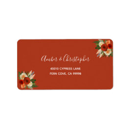 Boho Terracotta Floral Wedding RSVP Rücksendeadres Adressaufkleber