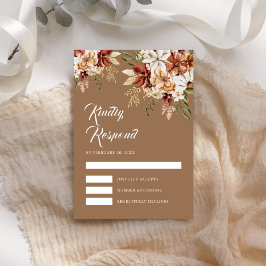 Boho Terracotta Floral Wildblume Beige Wedding RSVP Karte