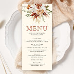 Boho Terracotta Floral Wildblume Creme Wedding Menükarte<br><div class="desc">Elegante Speisekarte mit schönen rustikalen Wildblumen und moderner Typografie.</div>