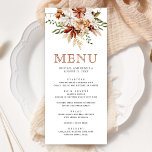 Boho Terracotta Floral Wildblume White Wedding Menükarte<br><div class="desc">Elegante Speisekarte mit schönen rustikalen Wildblumen und moderner Typografie.</div>