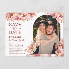 Boho terracotta florale Wüstenpampas Save the Date Postkarte