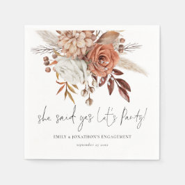 Boho Terracotta Florals Sie sagte ja Verlobung Serviette