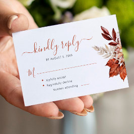 Boho terracotta foliage weded RSVP Begleitkarte