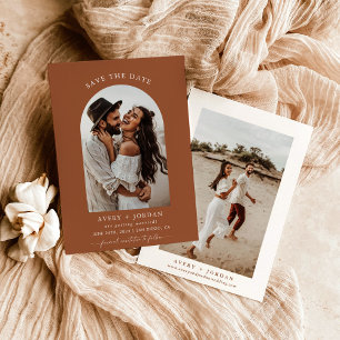 Boho Terracotta Foto speichert die Terminkarten Einladung