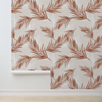 Boho Terracotta Gray Leaf Print Pattern