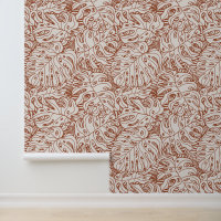 Boho Terracotta Gray Palm Leaf Print Pattern