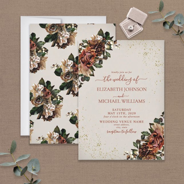 Boho Terracotta Greenery Floral Wedding Einladung (Von Creator hochgeladen)