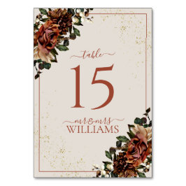 Boho Terracotta Greenery Floral Wedding Tischnummer