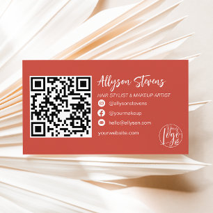Boho terracotta haarmakeup Foto Logo qr Visitenkarte