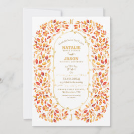 Boho Terracotta Herbstlaubs Rustikale Hochzeit Einladung