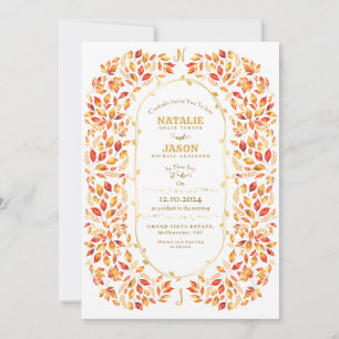 Boho Terracotta Herbstlaubs Rustikale Hochzeit Einladung