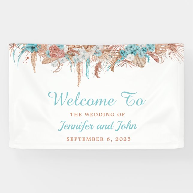 Boho Terracotta Hochzeit mit floraler Wirkung Banner (Horizontal)