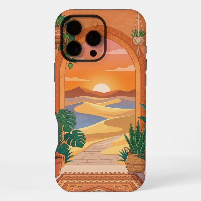 Boho Terracotta iPhone 16 Pro Max Case | Tropical  Hülle (Rückseite)