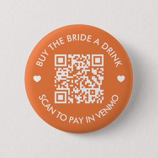 Boho Terracotta kauft die Braut A Drink QR Code Button (Vorderseite)