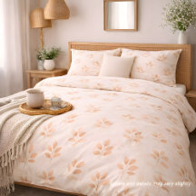 Boho Terracotta Leaf Botanical Pattern Duvet Cover