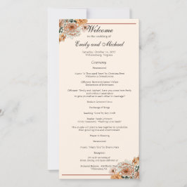 Boho Terracotta Lush Fall Floral Wedding Program