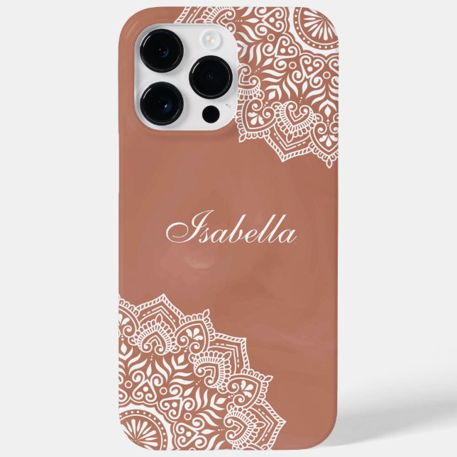 Boho Terracotta Mandala Individuelle Name Case-Mate iPhone Hülle (Rückseite)