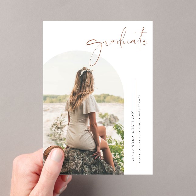 Boho Terracotta Minimalistisch Arch Foto Abschluss Acryleinladungen (Insitu (Handheld))