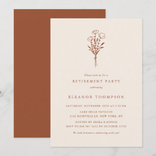 Boho Terracotta Minimalistisches Party für die Blu Einladung