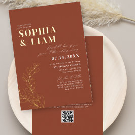 Boho Terracotta mit UAWG QR Code Wedding Folieneinladung