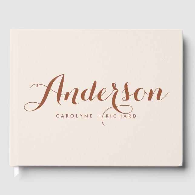 Boho Terracotta Moderne Kalligrafie Hochzeit Gästebuch (Vorderseite)