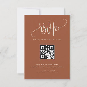 Boho Terracotta Moderne Kalligrafie Hochzeitsstich RSVP Karte